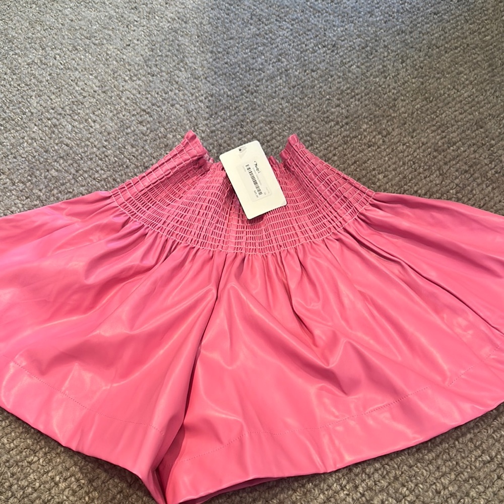 Monkees faux leather swing shorts pink